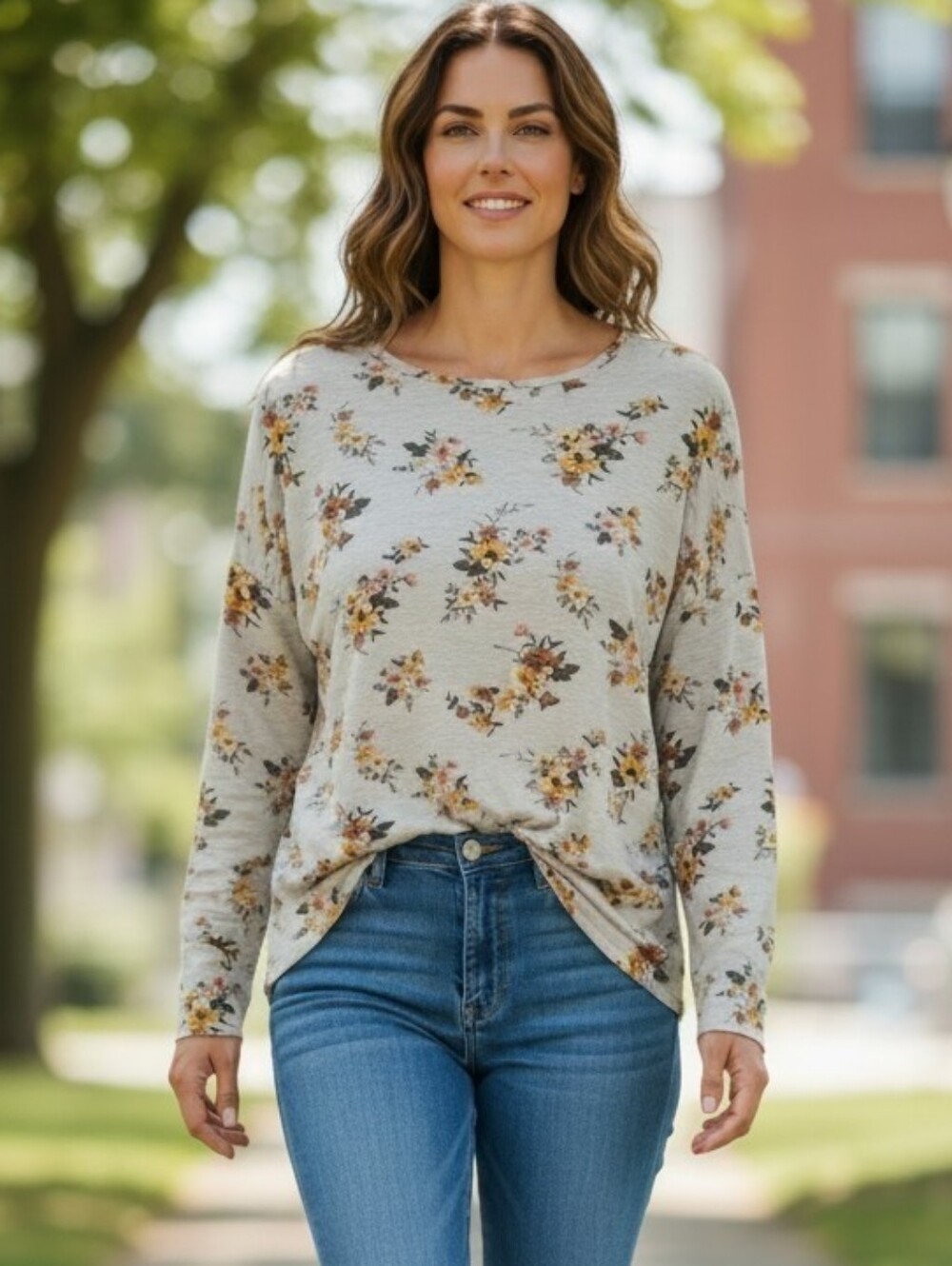 CROFT AND BARROW Plus Size Floral Print Long Sleeve Top